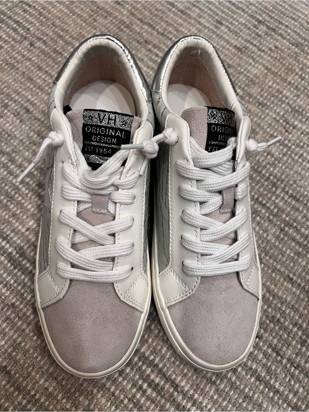 NEW-  Vintage Havana Edge Croc
Embossed Leather Sneakers